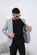 Dupont Keten Karışımlı Slim Fit Mono Yaka Çift Düğme Tek Blazer Ceket