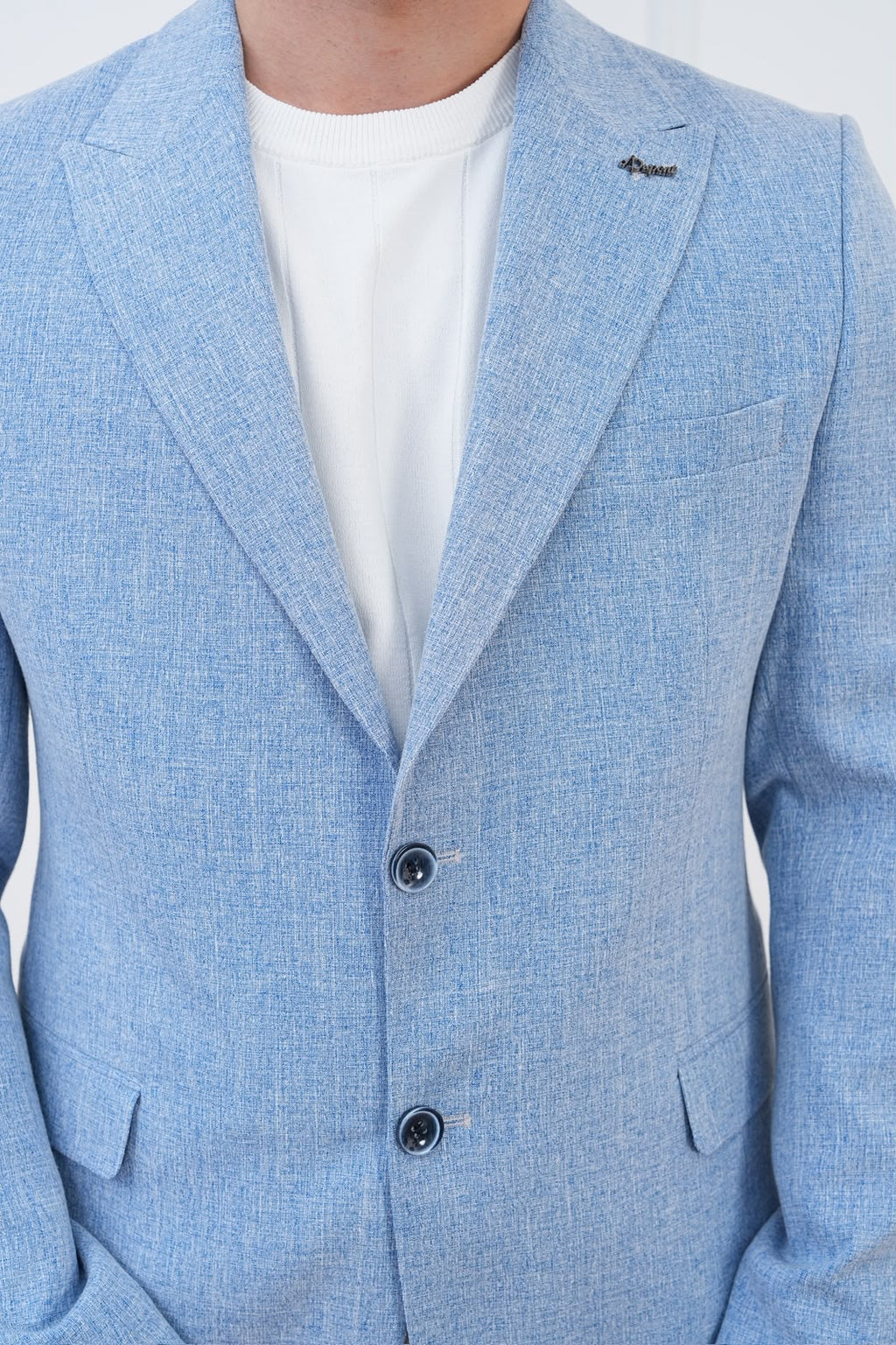 Dupont Keten Karışımlı Slim Fit Sivri Yaka Çift Düğme Tek Blazer Ceket