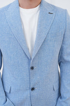 Dupont Keten Karışımlı Slim Fit Sivri Yaka Çift Düğme Tek Blazer Ceket