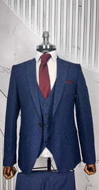 Dupont Slim Fit Sivri Yaka Yelekli Takım Elbise