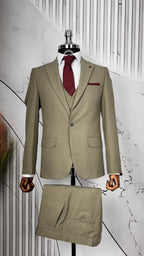 Dupont Slim Fit Sivri Yaka Yelekli Takım Elbise
