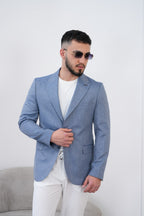 Dupont Keten Karışımlı Slim Fit Kırlangıç Yaka Çift Düğme Tek Blazer Ceket