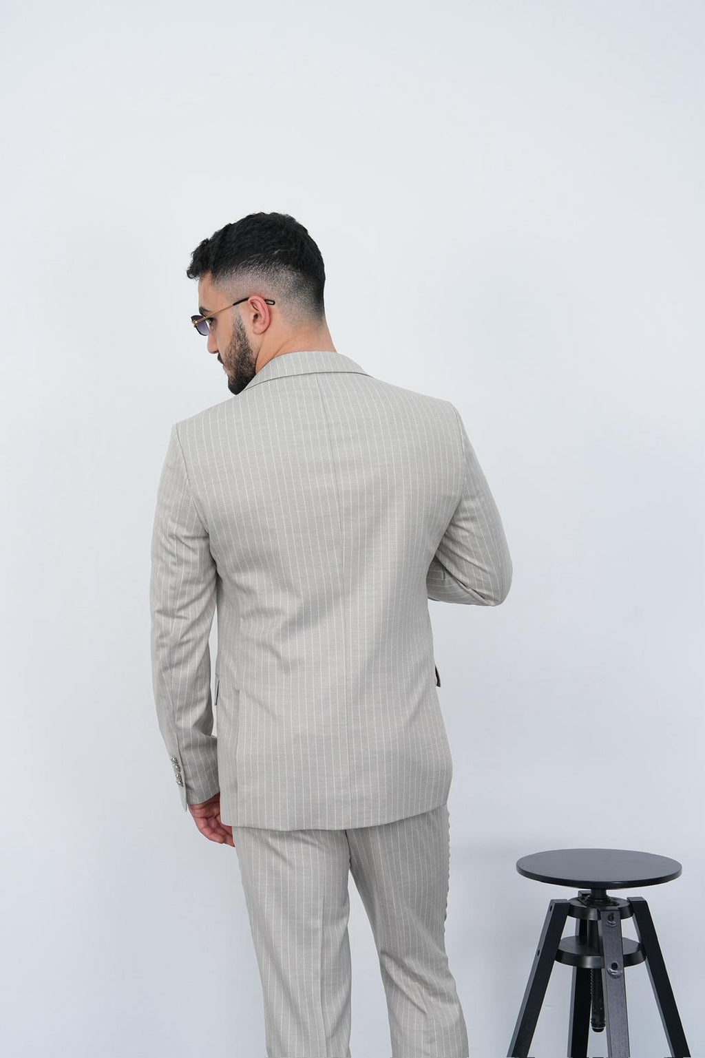 Dupont Erkek Çizgili Kruvaze Takım Elbise - Slim Fit 6 Drop Kırlangıç Yaka