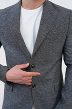 Dupont Keten Karışımlı Slim Fit Sivri Yaka Çift Düğme Tek Blazer Ceket