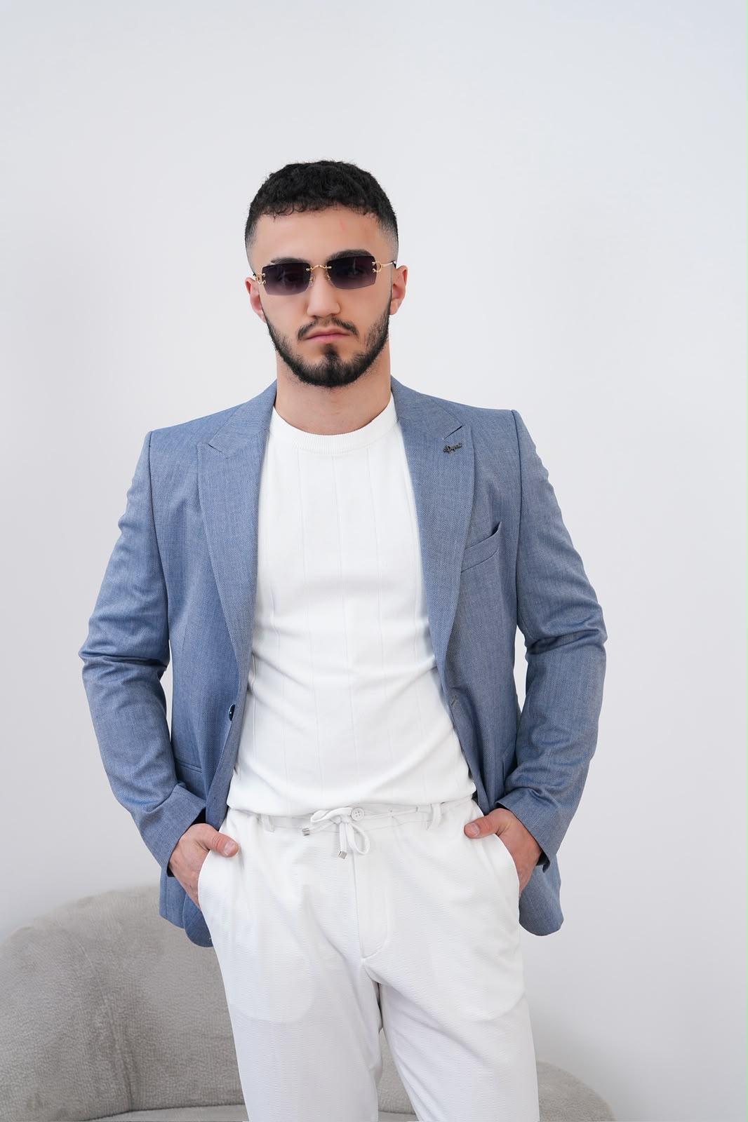 Dupont Keten Karışımlı Slim Fit Kırlangıç Yaka Çift Düğme Tek Blazer Ceket