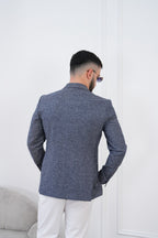 Dupont Keten Karışımlı Slim Fit Kırlangıç Yaka Çift Düğme Tek Blazer Ceket