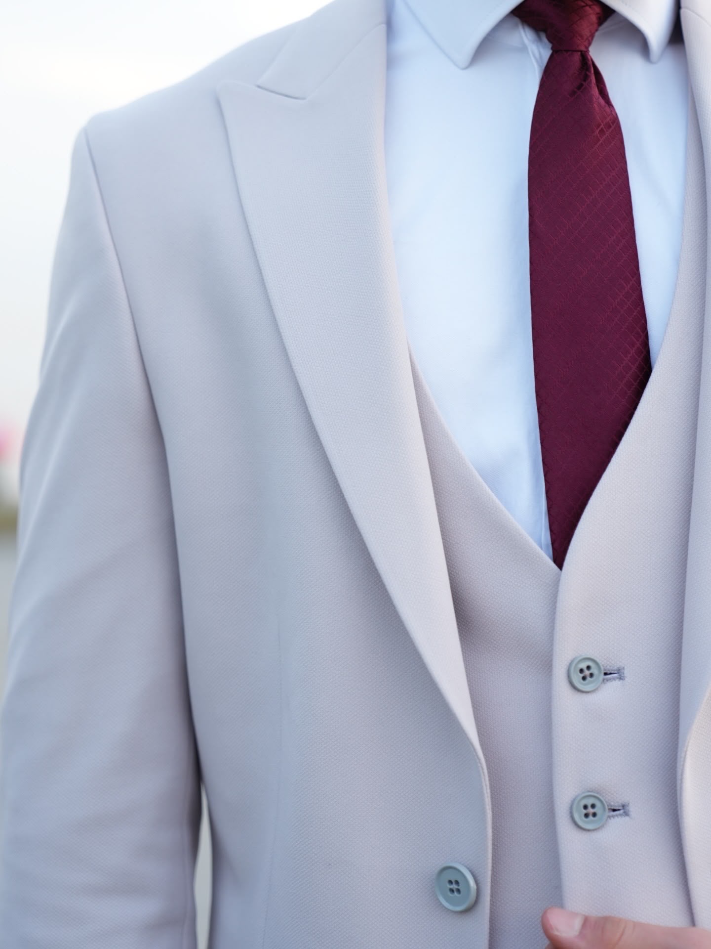 Dupont Slim Fit Tek Düğme Yelekli Erkek Takım Elbise - Zara Kumaş Likralı