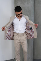 Dupont Erkek Çizgili Kruvaze Takım Elbise - Slim Fit 6 Drop Kırlangıç Yaka