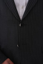 Dupont Çizgili Slim Fit 6 Drop Çift Düğme Çift Yırtmaç 2'li Takım Elbise