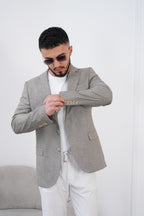 Dupont Keten Karışımlı Slim Fit Mono Yaka Çift Düğme Tek Blazer Ceket