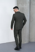 Dupont Erkek Çizgili Kruvaze Takım Elbise - Slim Fit 6 Drop Çift Yırtmaçlı