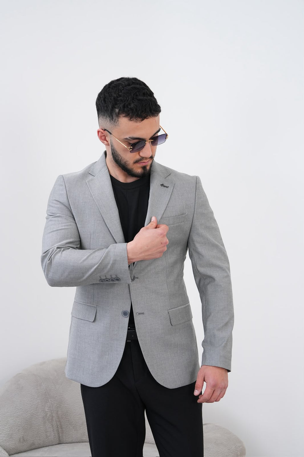 Dupont Keten Karışımlı Slim Fit Mono Yaka Çift Düğme Tek Blazer Ceket