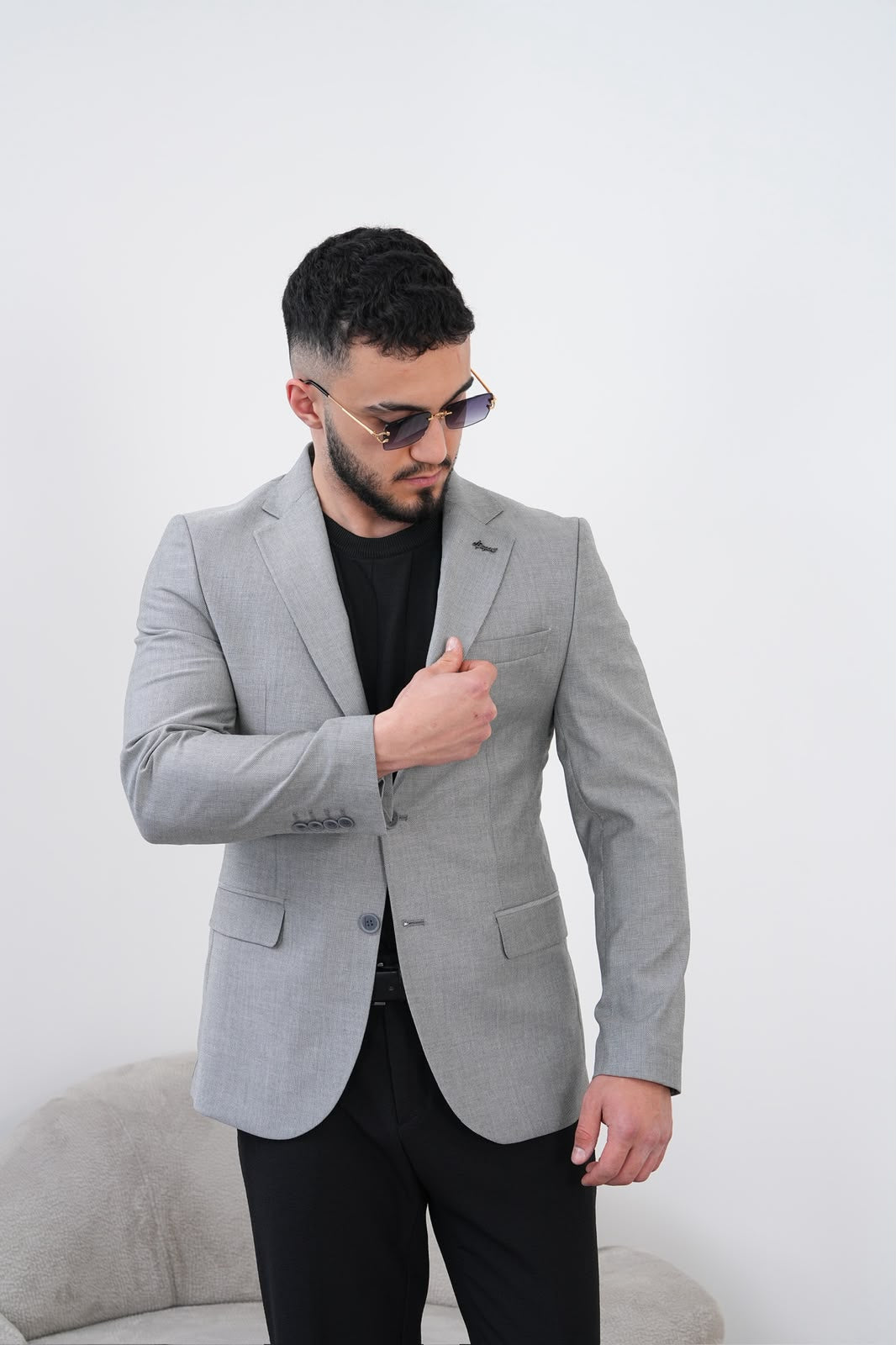 Dupont Keten Karışımlı Slim Fit Mono Yaka Çift Düğme Tek Blazer Ceket