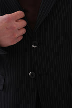 Dupont Çizgili Slim Fit 6 Drop Çift Düğme Çift Yırtmaç 2'li Takım Elbise