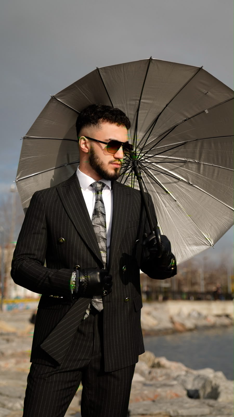 Dupont Erkek Çizgili Kruvaze Çift Yırtmaç 2'li Takım Elbise Slim Fit 6 Drop
