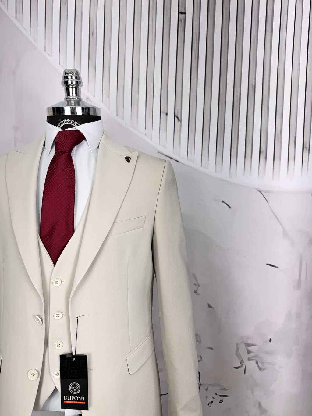Dupont Slim Fit Yelekli Erkek Takım Elbise - Zara Kumaş Likralı