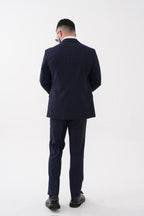 Dupont Çizgili Slim Fit 6 Drop Çift Düğme Çift Yırtmaç 2'li Takım Elbise