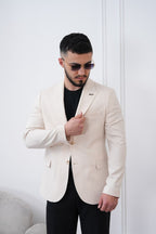 Dupont Keten Karışımlı Slim Fit Sivri Yaka Çift Düğme Tek Blazer Ceket