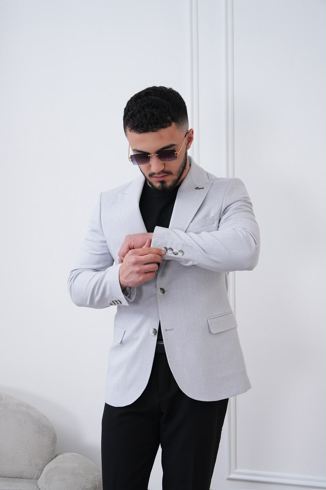 Dupont Keten Karışımlı Slim Fit Sivri Yaka Çift Düğme Tek Blazer Ceket