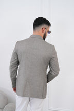 Dupont Keten Karışımlı Slim Fit Mono Yaka Çift Düğme Tek Blazer Ceket