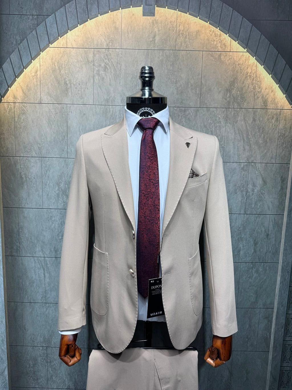 Dupont Erkek Torba Cep Puntolu Takım Elbise Slim Fit 6 Drop