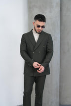 Dupont Erkek Çizgili Kruvaze Takım Elbise - Slim Fit 6 Drop Çift Yırtmaçlı
