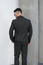 Dupont Erkek Çizgili Kruvaze Takım Elbise - Slim Fit 6 Drop Kırlangıç Yaka