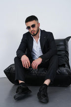 Dupont Erkek Çizgili Kruvaze Takım Elbise - Slim Fit 6 Drop Çift Yırtmaçlı