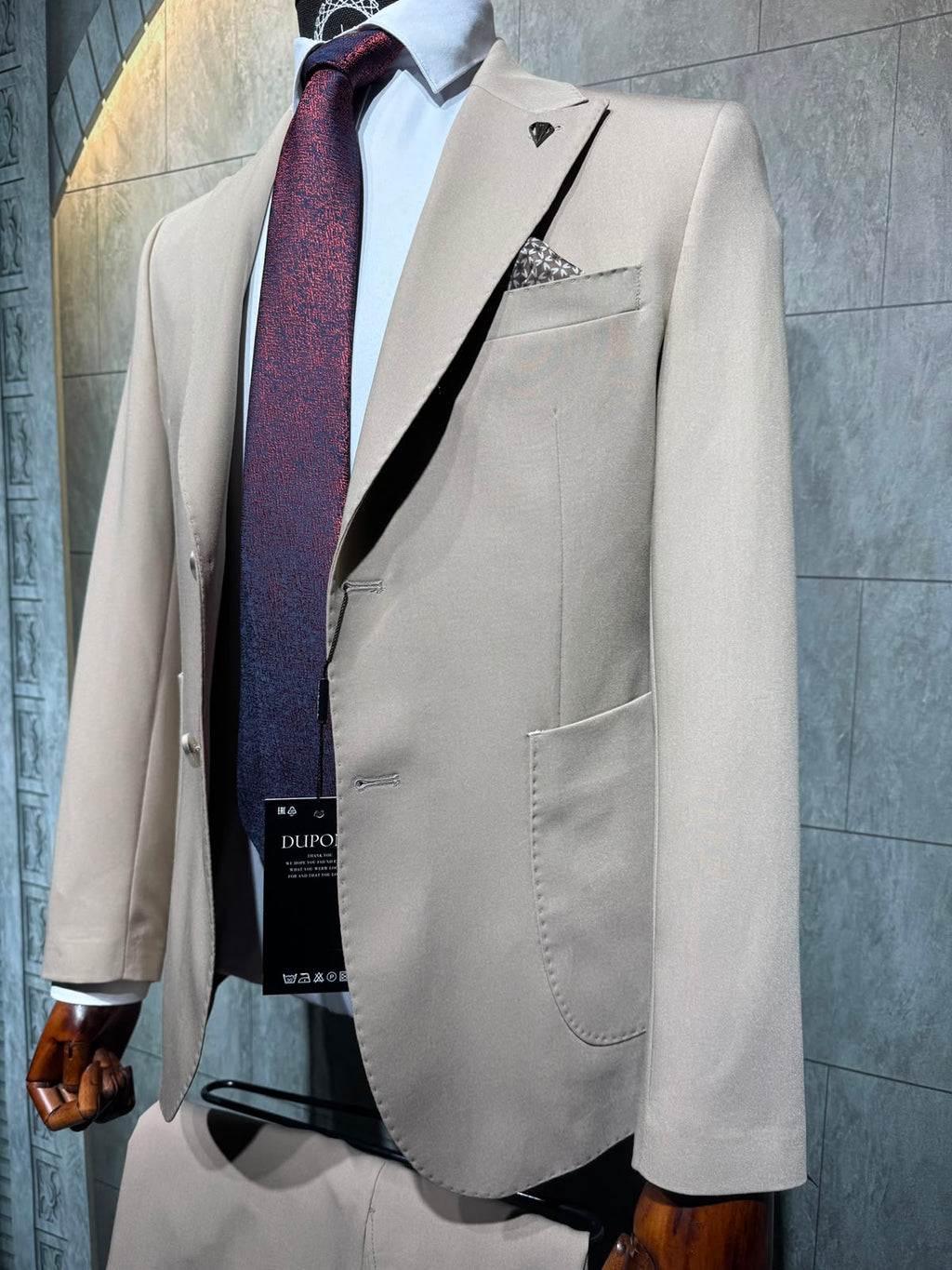 Dupont Erkek Torba Cep Puntolu Takım Elbise Slim Fit 6 Drop