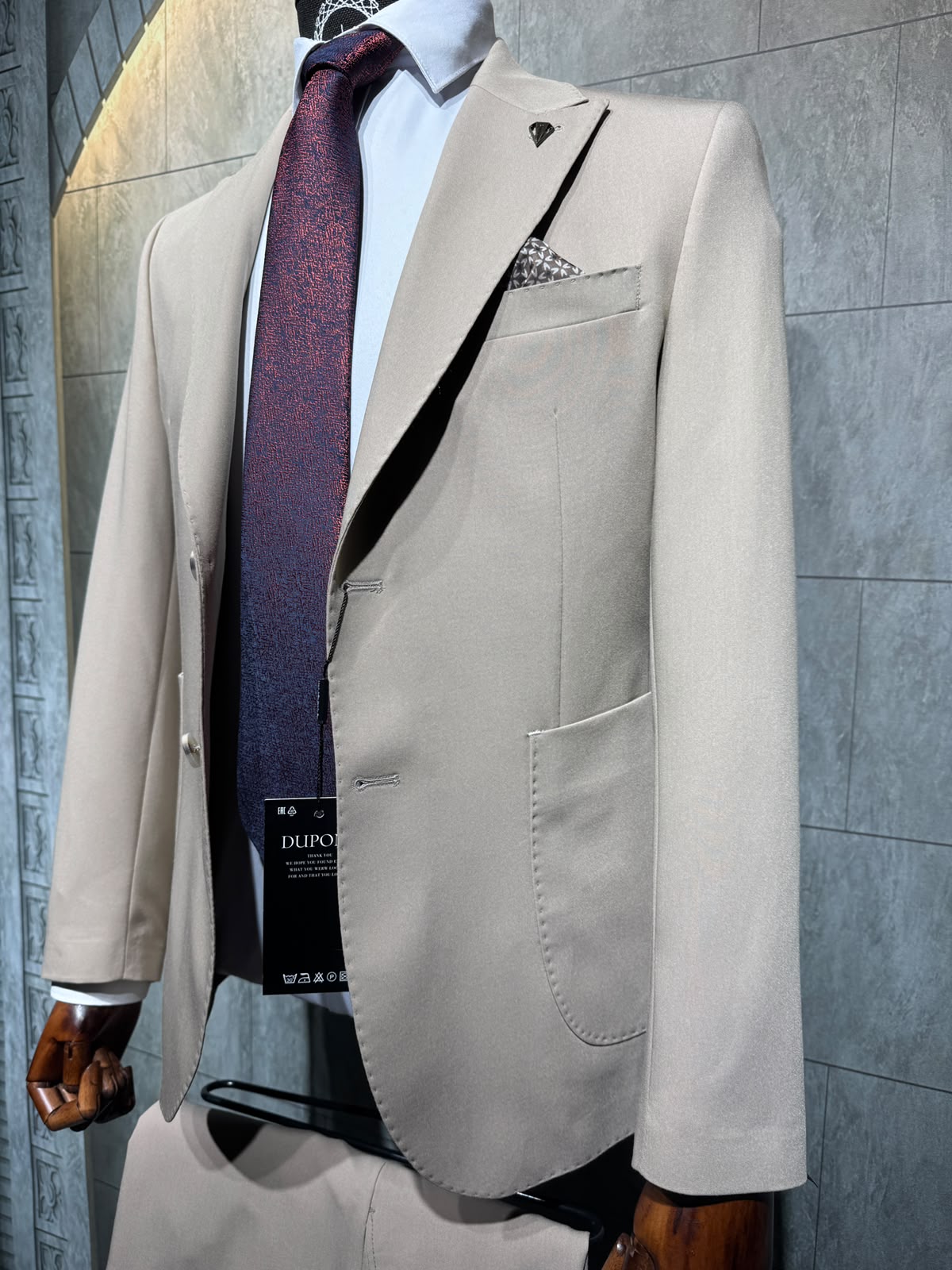 Dupont Erkek Torba Cep Puntolu Takım Elbise Slim Fit 6 Drop