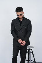 Dupont Erkek Çizgili Kruvaze Takım Elbise - Slim Fit 6 Drop Kırlangıç Yaka