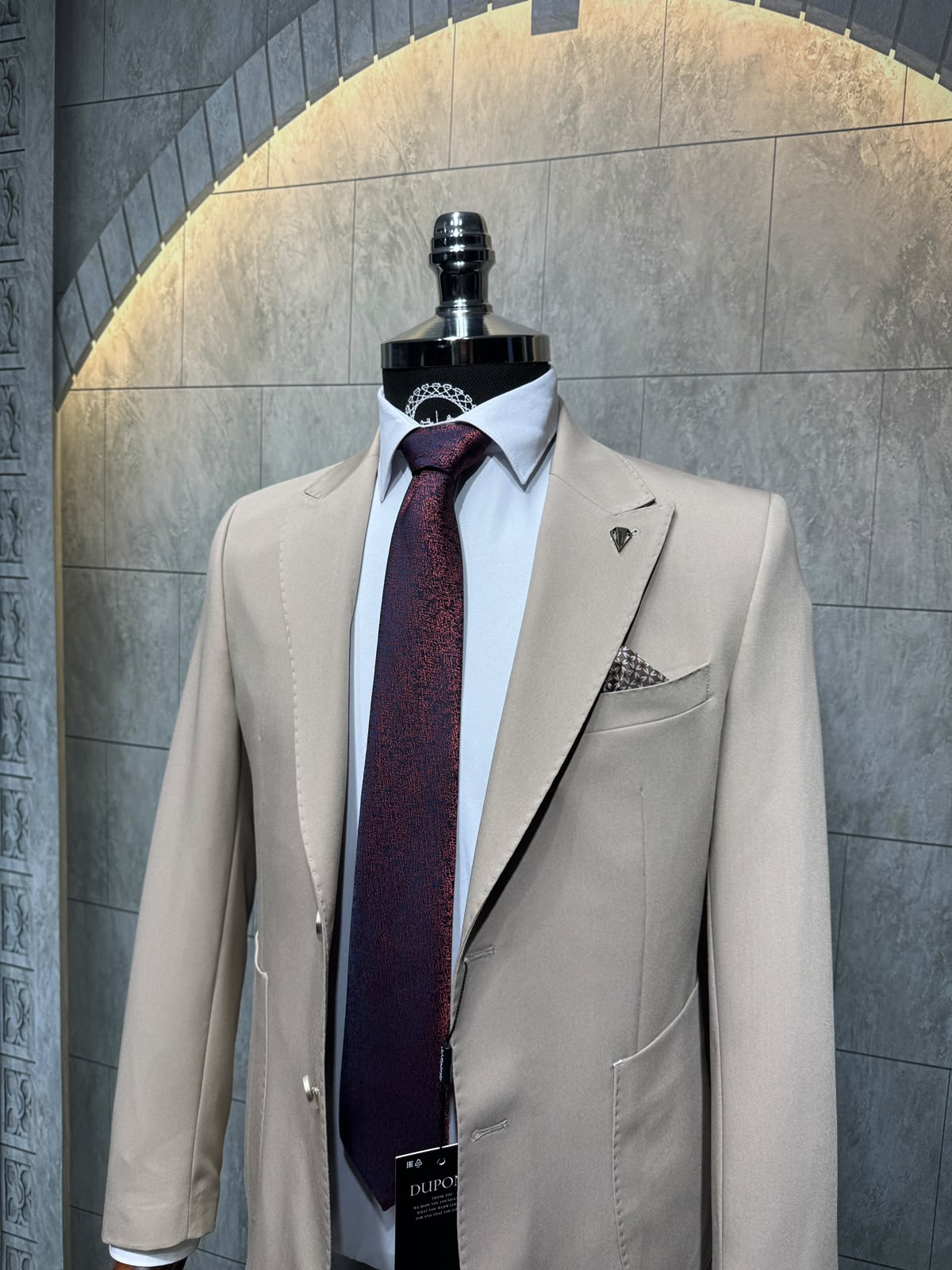 Dupont Erkek Torba Cep Puntolu Takım Elbise Slim Fit 6 Drop