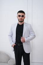 Dupont Keten Karışımlı Slim Fit Sivri Yaka Çift Düğme Tek Blazer Ceket