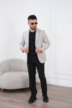 Dupont Keten Karışımlı Slim Fit Kırlangıç Yaka Çift Düğme Tek Blazer Ceket