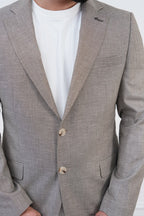 Dupont Keten Karışımlı Slim Fit Mono Yaka Çift Düğme Tek Blazer Ceket