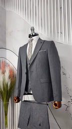 Dupont Slim Fit Sivri Yaka Yelekli Takım Elbise