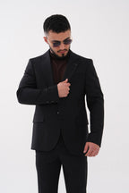 Dupont Çizgili Slim Fit 6 Drop Çift Düğme Çift Yırtmaç 2'li Takım Elbise