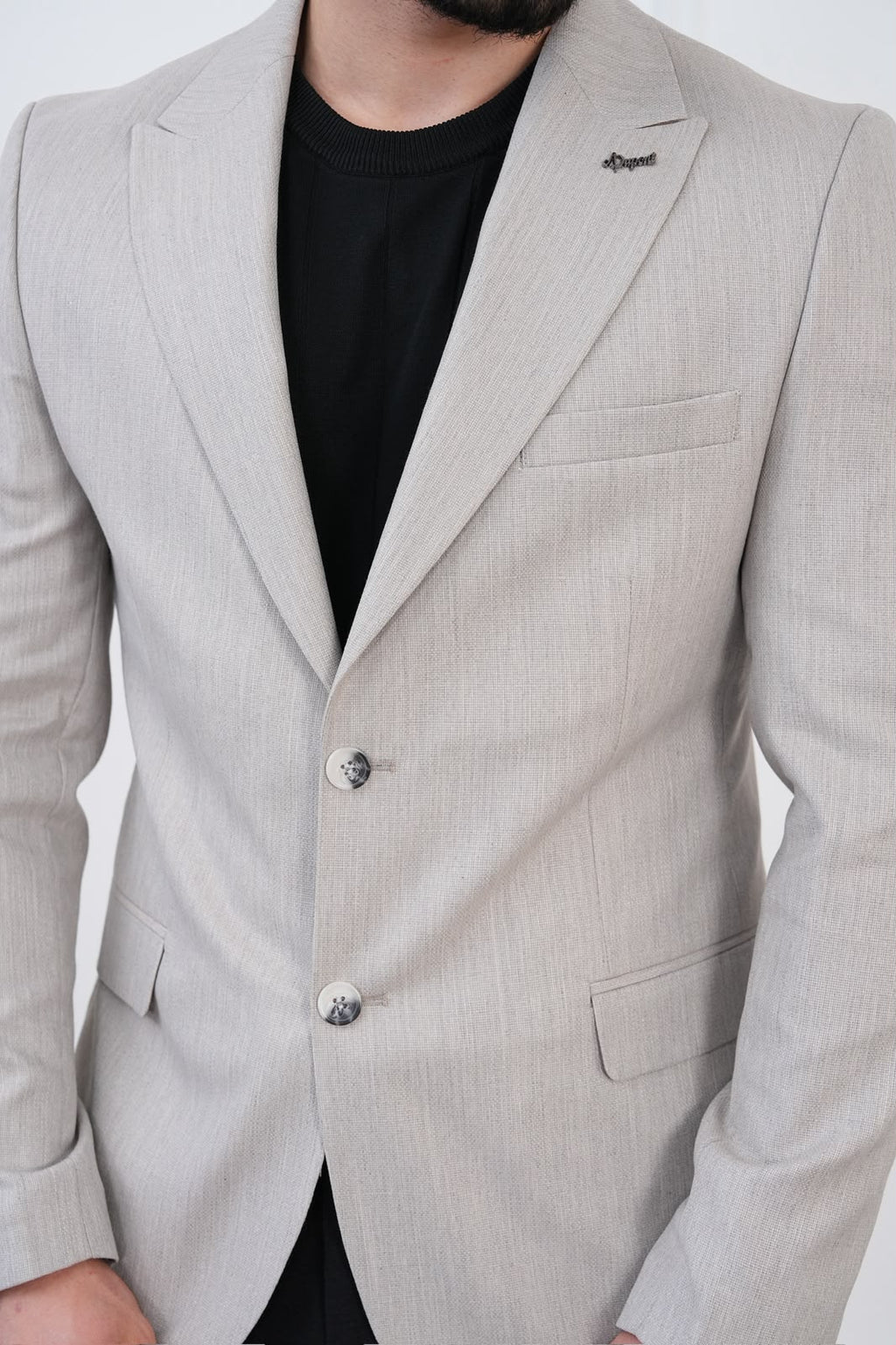 Dupont Keten Karışımlı Slim Fit Kırlangıç Yaka Çift Düğme Tek Blazer Ceket