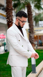 Dupont Erkek Kruvaze Çift Yırtmaç 2'li Takım Elbise Slim Fit 6 Drop