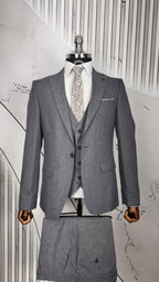 Dupont Slim Fit Sivri Yaka Yelekli Takım Elbise