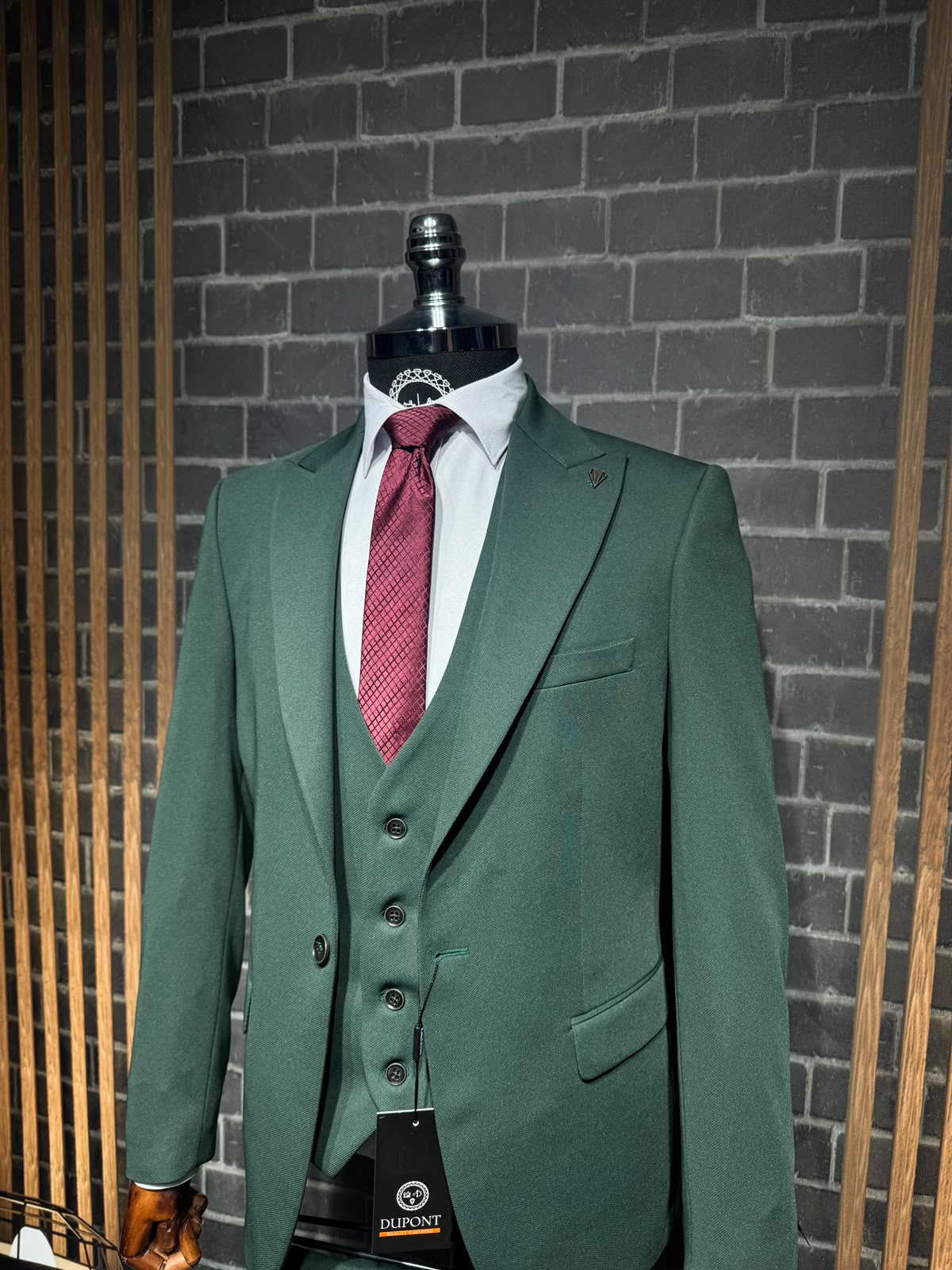 Dupont Slim Fit Tek Düğme Yelekli Erkek Takım Elbise - Zara Kumaş Likralı